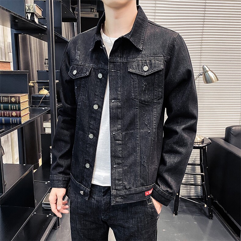 店主风秋季男士牛仔外套新款衣服韩版潮流大码百搭夹克8123,男装夹克,电商A318