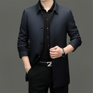 GDN-A8790春秋新款男士风衣翻领商务领导服男装纯色外套图片