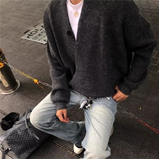 美式开衫道袍毛衣老钱风慵懒设计感上衣针织衫外套潮55188-P68，男装针织衫/毛衣，星座1008