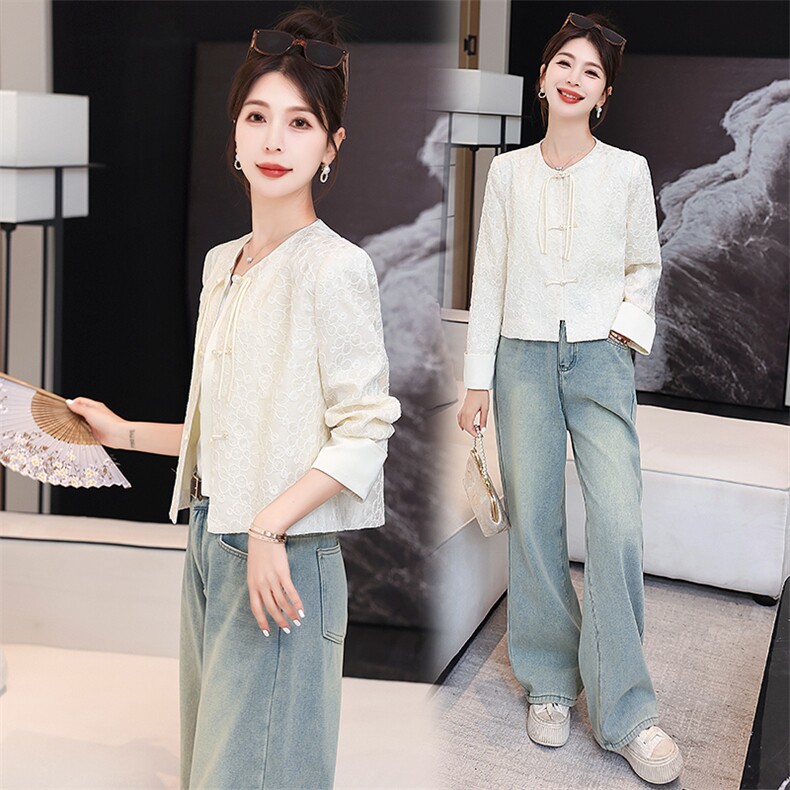 新中式休闲盘扣外套女2025春秋新款今年流行g风刺绣上衣夹克,女装短外套,天丽