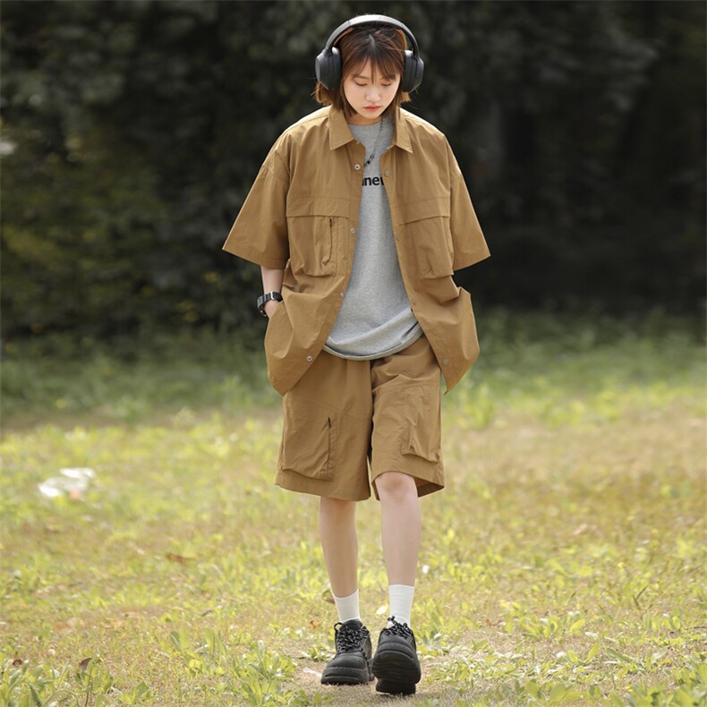 短袖衬衫男新款夏季薄款透气搭配一套短裤宽松翻领衬衣TZ072-P88,男装衬衫,星座308B-2