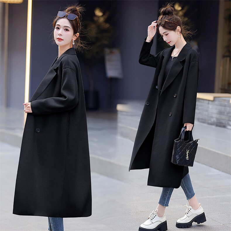 现货直发高端2024秋冬新款风衣式双面呢羊绒大衣外套韩版风衣,女装双面呢大衣,星宇服饰