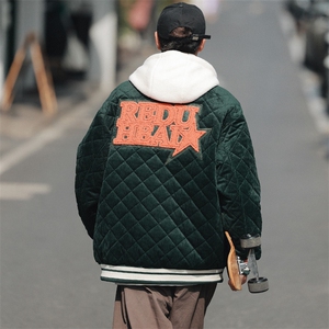 冬款青少年时尚毛巾绣棉服假两件连帽外套男士8135-P140 控价178图片