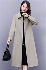 新款时尚气质羊毛嵌银丝新面料双面呢羊绒大衣外套，女装双面呢大衣，媚琳依坊