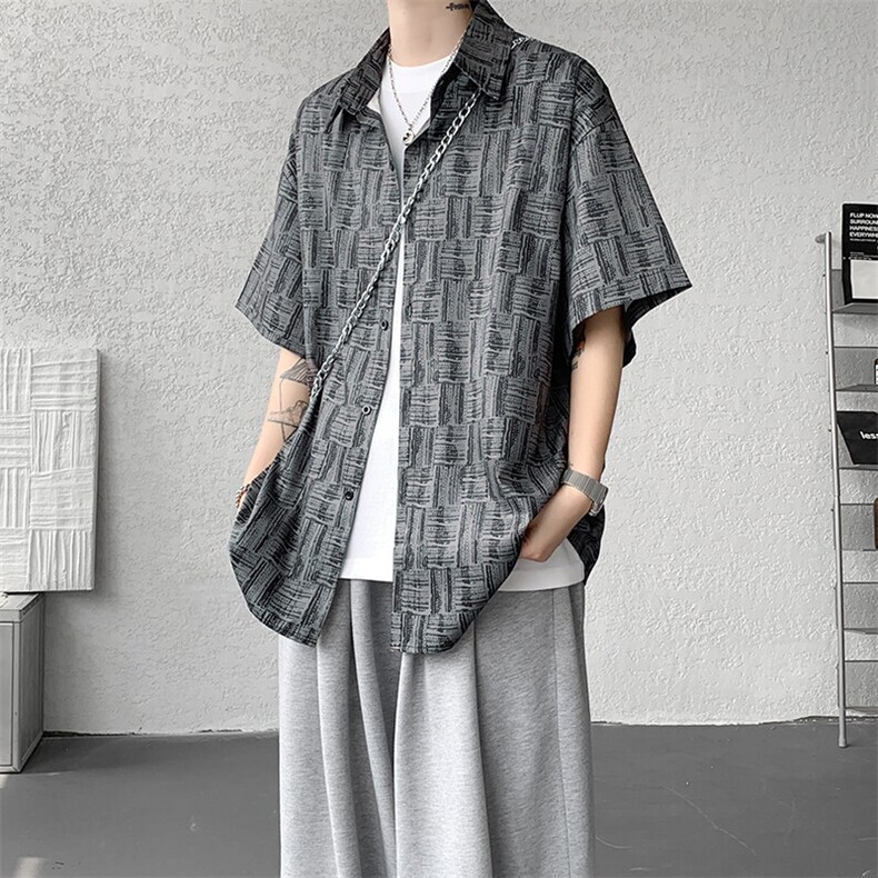 8XL-M花衬衫男款短袖夏季冰丝薄款花衬衣大码寸衫外套DC28013P38,男装衬衫,电商B312