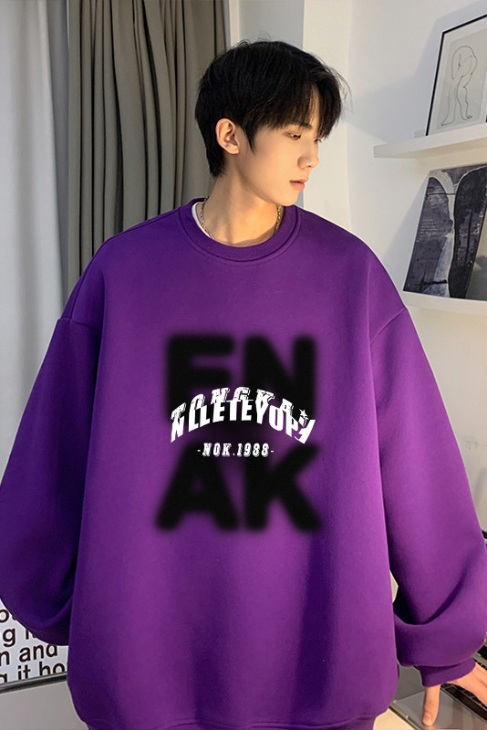秋季新款青少年潮流字母印花百搭宽松圆领卫衣JK23357特批24控39,男装卫衣,星座605(原A050)