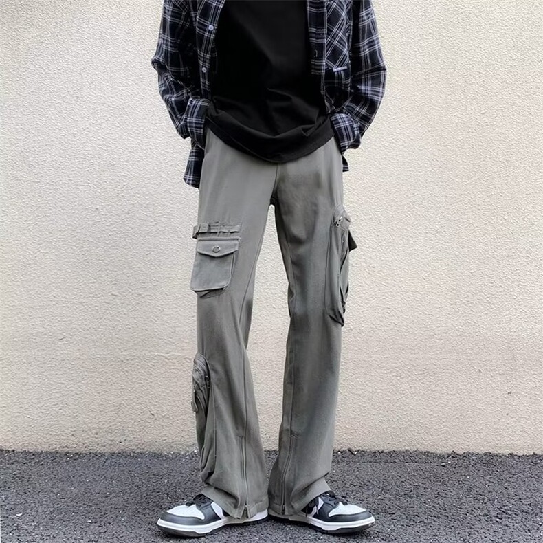 大口袋工装裤高街裤子男嘻哈街头垂感休闲裤K0115-P55,男装休闲裤,星座308B-1