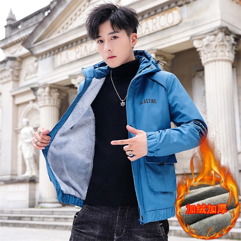 冬季新款棉服男模特加厚夹克风衣保暖外套工装棉衣黄色862加绒,男装夹克,星座1207