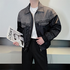 春季新款牛仔拼接小众设计夹克男休闲百搭棒球外套男JK2332-P130，男装工装外套，电商B267