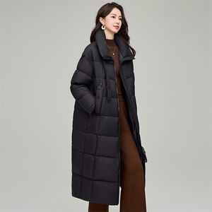 90白鸭绒高保暖加厚立领中长款休闲外套冬季羽绒服女图片