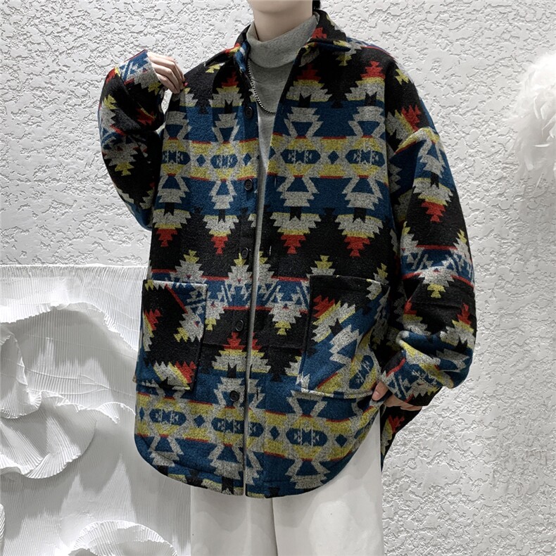 2025秋冬新款民族风男士中长款呢大衣宽松毛呢风衣F16-P90控118，男装民族服装，电商A006