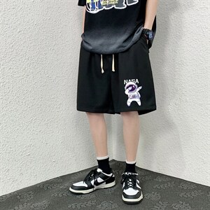 HD74225-P22 华夫格短裤男大码宽松五分裤男直筒中裤图片