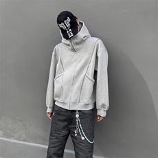 抖音得物高品质秋冬美式高街重磅结构辑明线纹理连帽卫衣外套W111，男装卫衣，电商A486