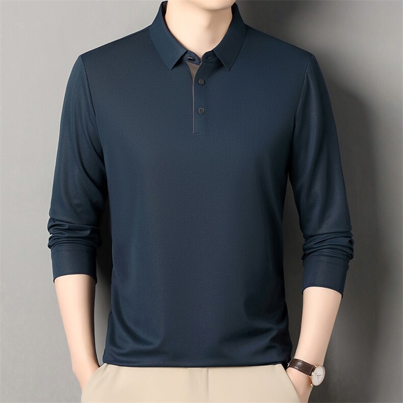 HH-H3316秋季男士新款长袖T恤青年修身翻领体恤休闲打底Polo衫，男装T恤，电商B360