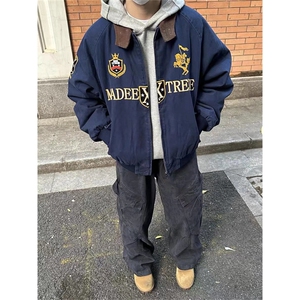 2025美式复古哈灵顿夹克秋做旧高级感夹棉工装外套男JK1170-P108图片