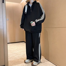 美式卫衣男春秋季2025新款立领半拉链长袖套头宽松休闲卫裤两件套，男装休闲套装，星座410-6（原星座1304-1）