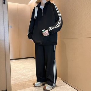 美式卫衣男春秋季2025新款立领半拉链长袖套头宽松休闲卫裤两件套图片