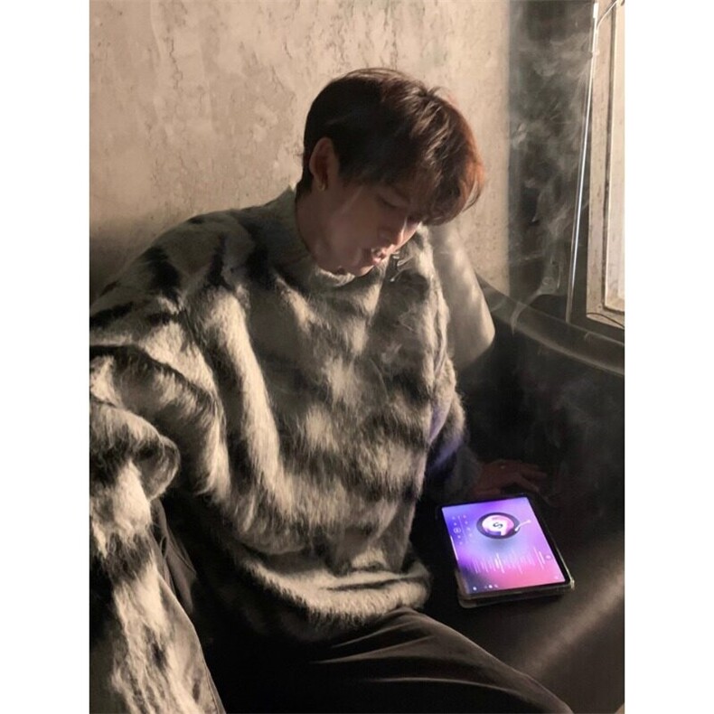 不规则斑马条纹毛衣韩系欧巴复古潮ins针织衫MY26特P48,男装针织衫/毛衣,星座908-1