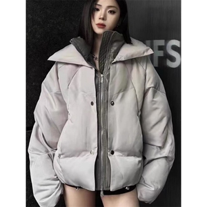 美式短款棉服时尚立领加厚棉衣男冬季潮牌设计宽松面包服百搭棉袄图片