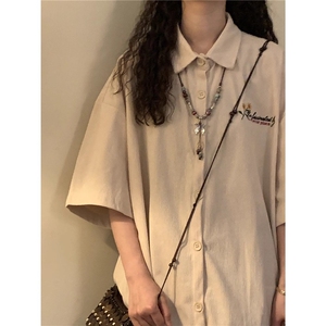 高品质灯芯绒面料衬衫刺绣M-2XL 黑色 咖色 杏色图片