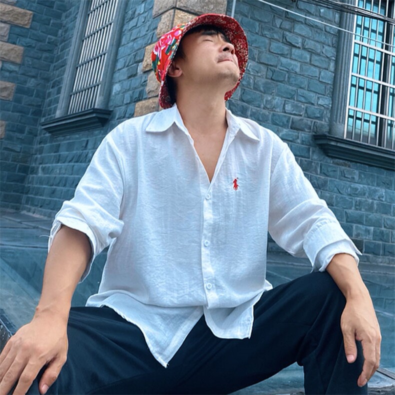 TS1慵懒风学院男士休闲长袖棉麻衬衫风透气凉爽高质量舒适潮,男装衬衫,星座115A-2