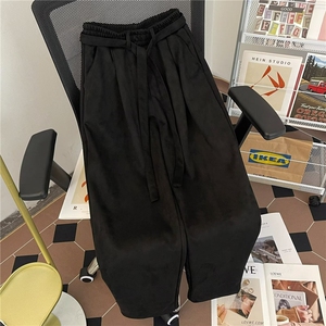 麂皮绒直筒裤男潮牌宽松阔腿休闲运动长裤1455 P50图片