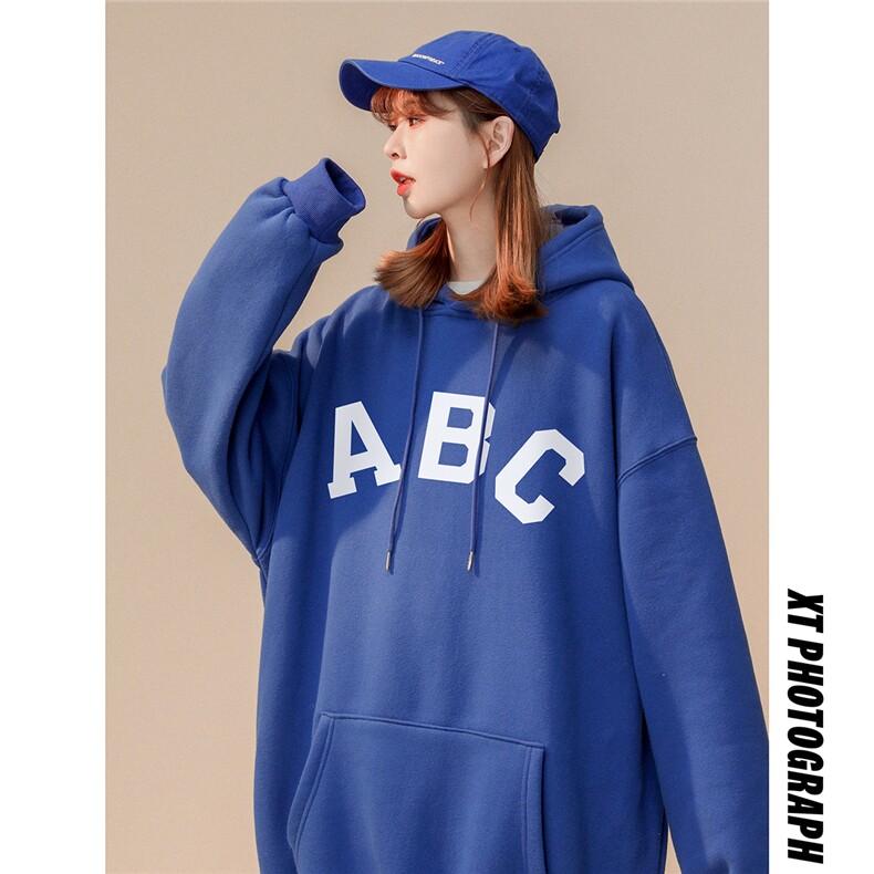 中性风2026秋季新款克莱因蓝简约百搭连帽卫衣外套W295P35控58，女装短外套，A247A