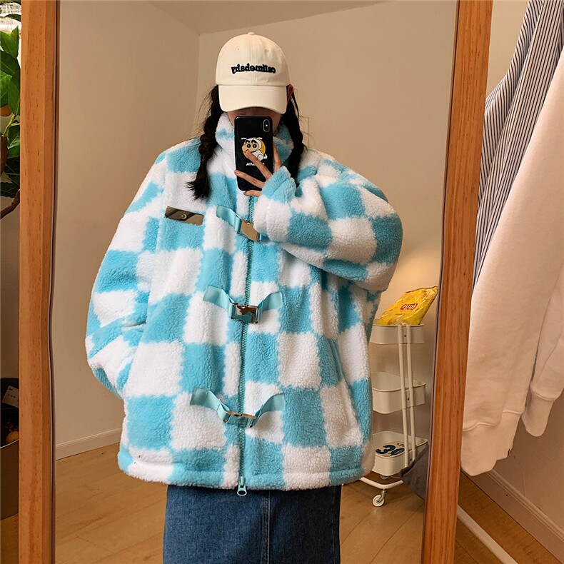 1羊羔毛格子外套大码M-5XL加棉聚酯纤维棉衣YG78159P105控149，男装棉衣，星座226-2