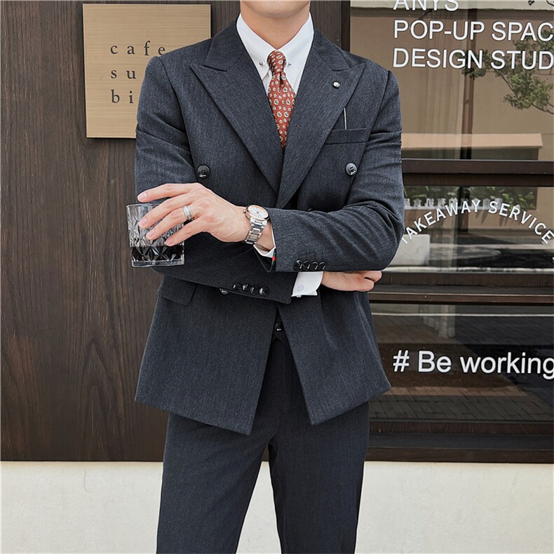 品质西服套装男三件套韩版修身商务休闲西装婚礼西装KTZ913-P315,男装西服套装,星座1105-3
