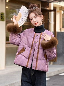 2025年冬季新中式羽绒真狐狸毛新款羽绒服图片