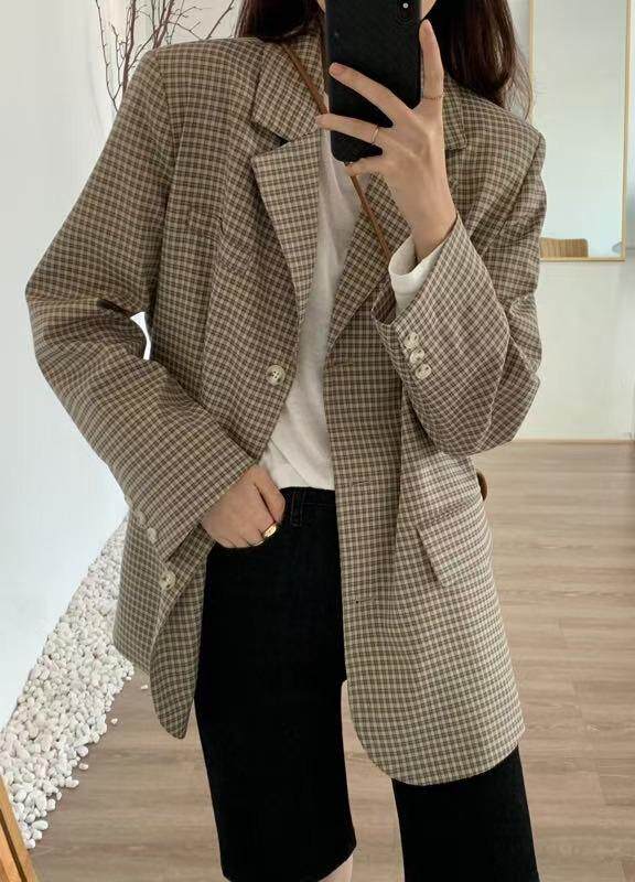 韩版格子西装,女装西装,韩裳良品