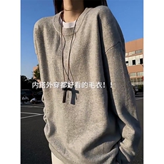 重磅秋冬男女纯色打底针织衫圆领套头半高领毛衣美式复古休闲上衣，男装T恤，电商A486