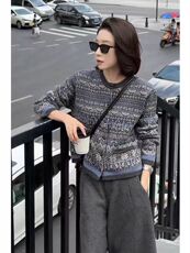 女士秋冬羊毛名族风开衫柔软舒适保暖，女装羊毛衫，冀清阳荣