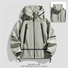 新款现货户外夹克男连帽烫金返光冲锋衣外套DSA157B-J2511-P65，男装夹克，电商A157B