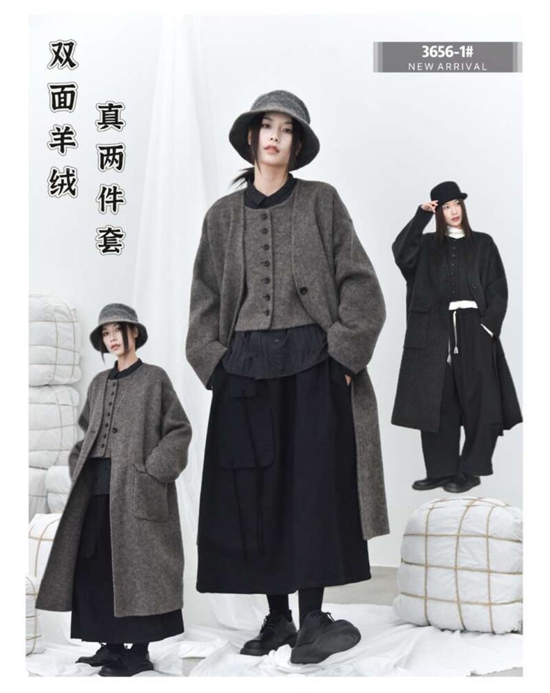 2025春秋时尚简约百搭大衣显瘦高级女,女装毛呢外套,洛丽兰可