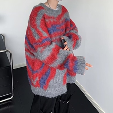 不规则条纹渐变毛衣男春秋外穿美式复古慵懒风潮牌针织衫MY21-P48，男装针织衫/毛衣，星座1008