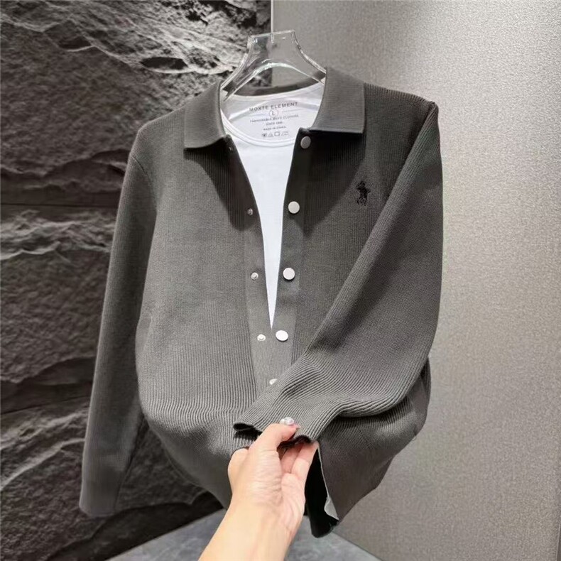时尚开衫翻领毛衣2025秋季新款老钱风慵懒针织衫男士休闲外套，男装针织衫/毛衣，电商B212（原钱塘6029）
