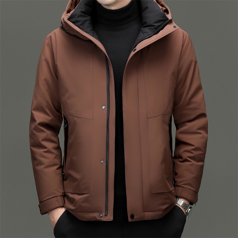 冬季白鸭绒羽绒服户外男短款加厚面包服连帽保暖高级外套男士潮服,男装羽绒服,钱塘6003（原4033）