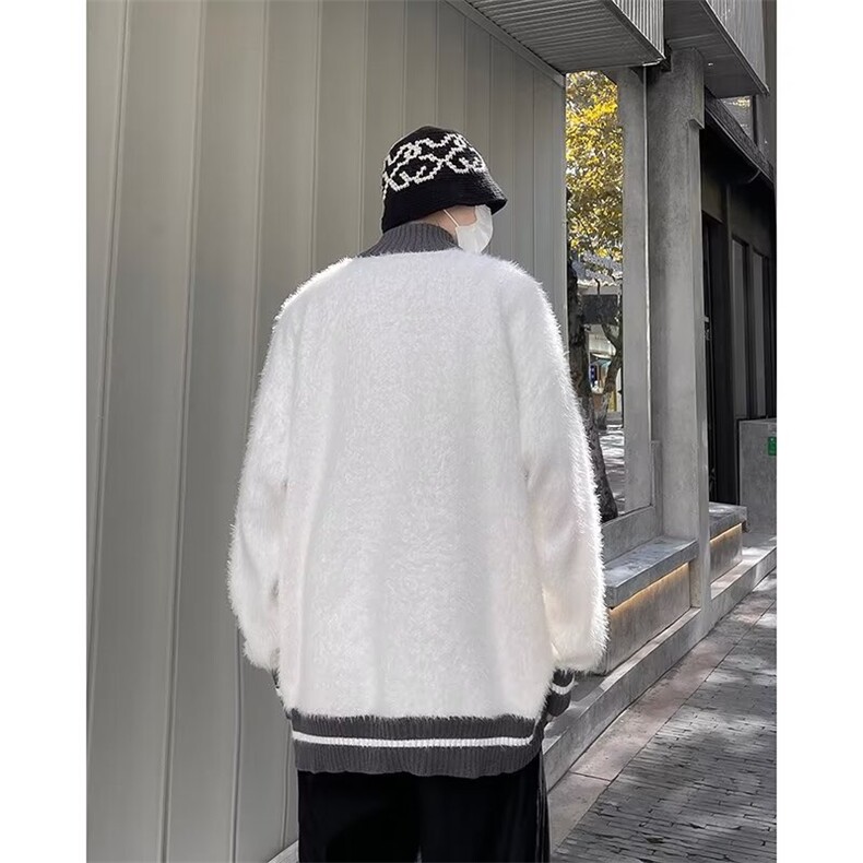 半高领条纹毛衣男冬季马海毛慵懒风针织衫A068-YXMY13-TP65,男装针织衫/毛衣,电商A068