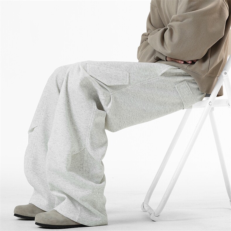 美式华棉褶皱休闲裤男2025秋冬潮牌设计感宽松卫裤青少年运动长裤,男装休闲裤,电商基地A111
