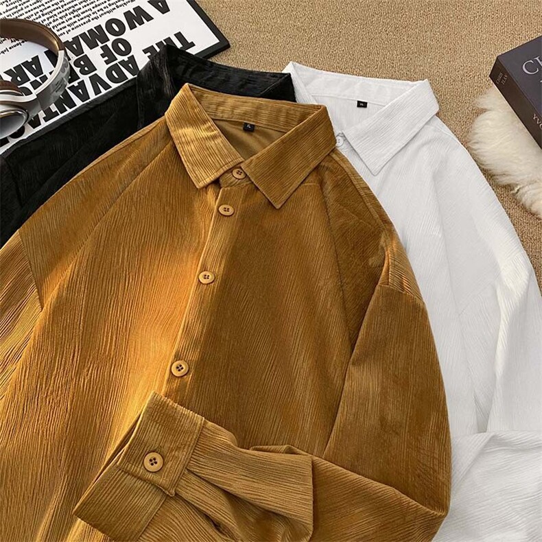 25年春季灯芯绒衬衫长袖大码宽松落肩现货DS-C323-1-2318-特批38，男装衬衫，电商C323-1