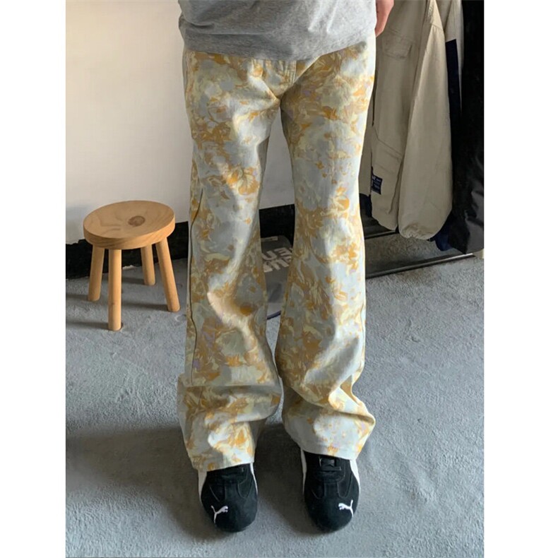 NZT41LL-特P43cleanfit美式复古提花牛仔裤男高街直筒裤,男装牛仔裤,星座1007（原301D）