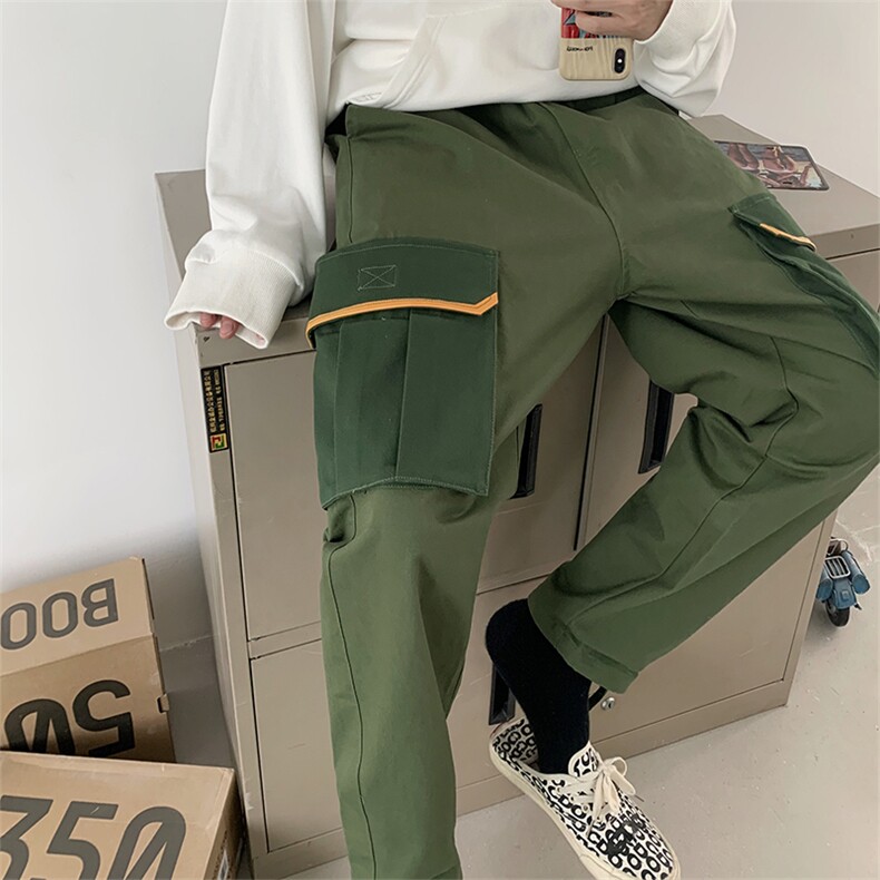 【】A003-AZ129-P55新款大口袋工装裤绑带休闲裤图片