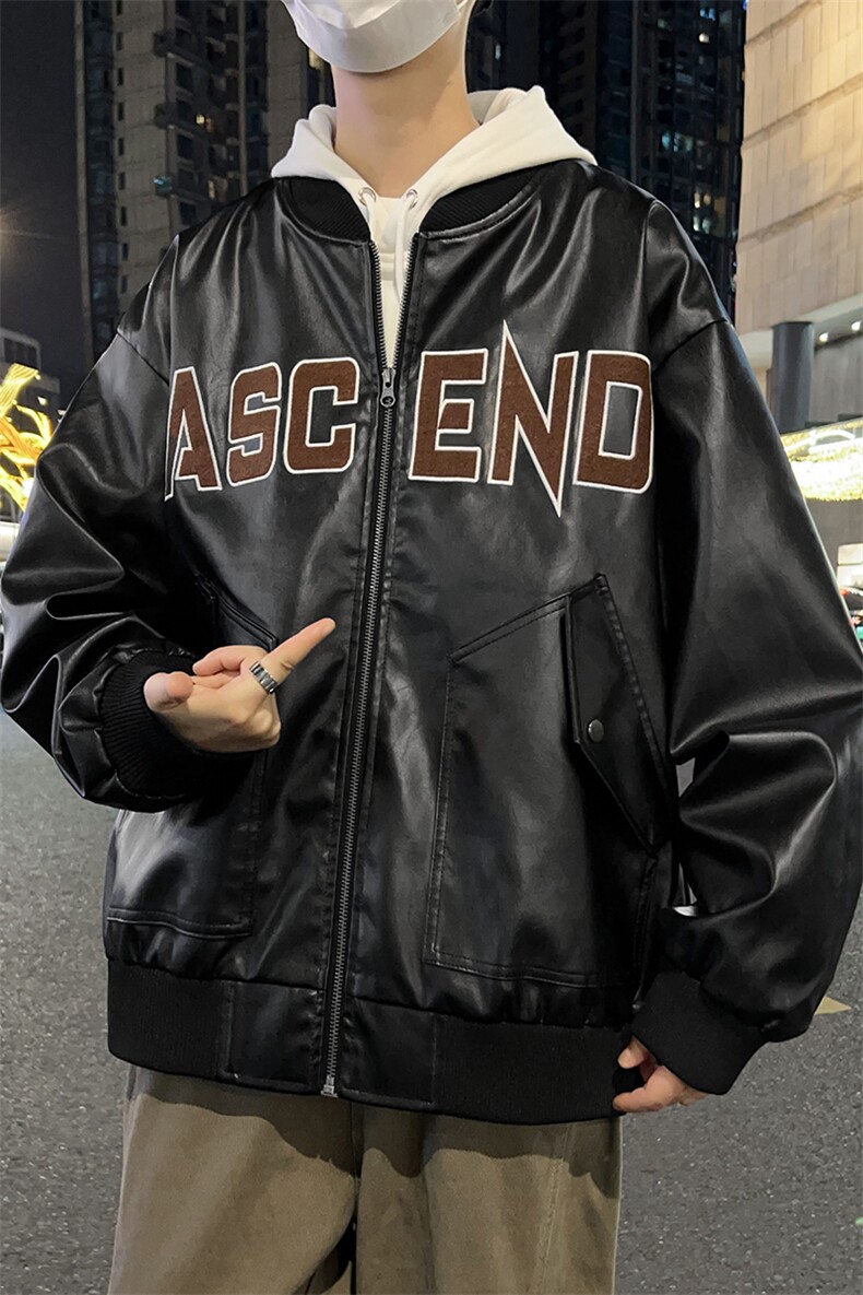 大码2XL-8XL男士休闲绣花皮衣夹克外套8081-P80,男装夹克,星座209