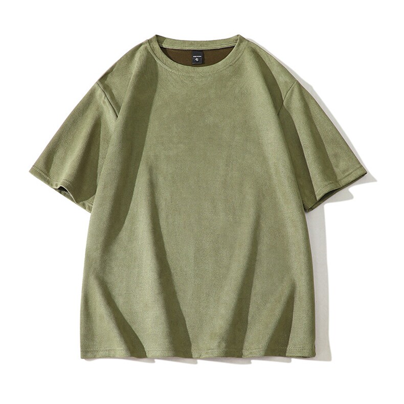 抖音得物直播高品质二开240克美式高街麂皮绒光版纯色短袖t恤12.5，男装T恤，电商A486-1