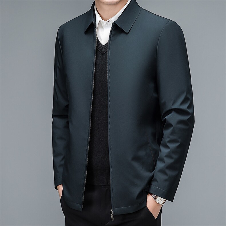 冬季新款翻领纯色免烫羽绒服男装中年休闲可脱卸内胆加厚保暖外套，男装羽绒服，电商B212（原钱塘6029）