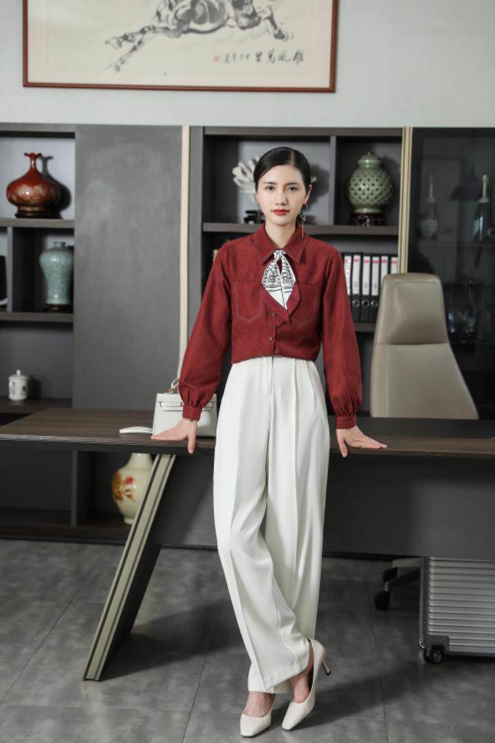 2021冬季可内搭可外穿百搭丝巾款衬衣，其它，咔绣