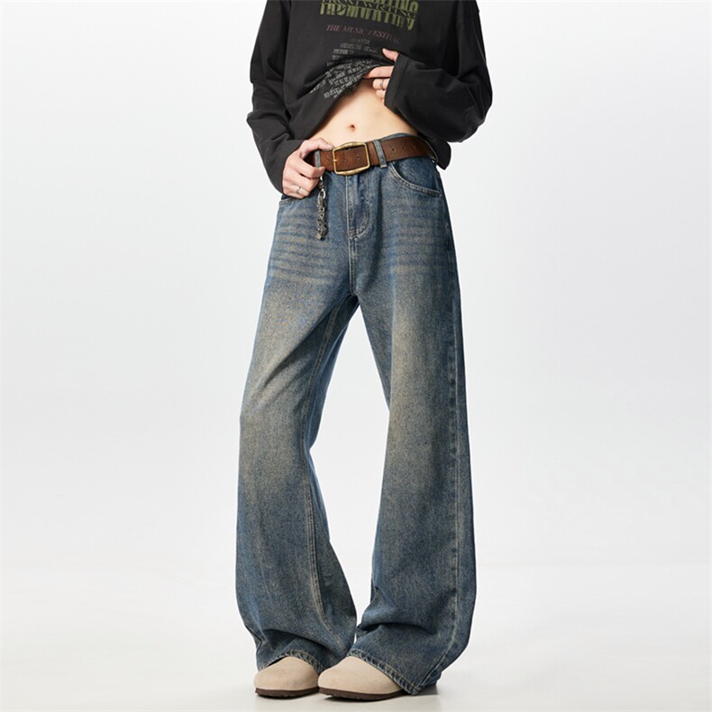 现货~~美式复古蓝宽松微喇牛仔裤2BK580-P45控79，男装牛仔裤，星座515