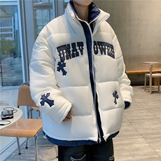 美式字母印花棉服男冬季加厚宽松棉衣潮牌ins港风面包服MF008-P95，男装棉衣，星座412-3