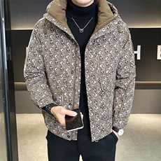 工装字母满印花羽绒服男新款设计感连帽外套A329-YR9865-P185，男装羽绒服，电商A329